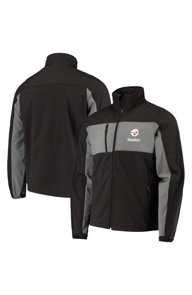 DUNBROOKE Men's Dunbrooke Black Pittsburgh Steelers Circle Zephyr Softshell Full-Zip Jacket, Main, color, 