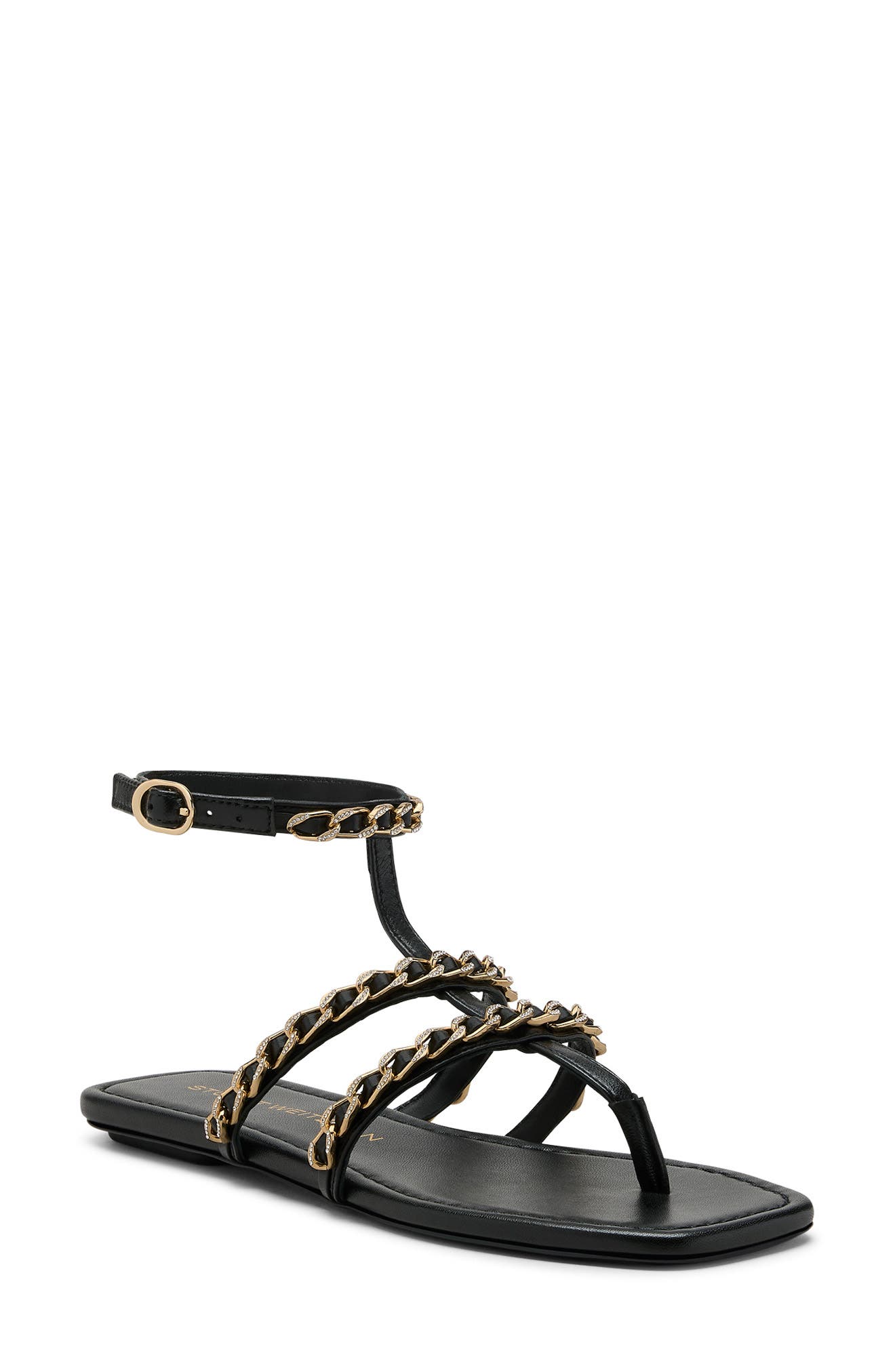 Stuart Weitzman Soluxe Crystal Sandal, Main, color, Black