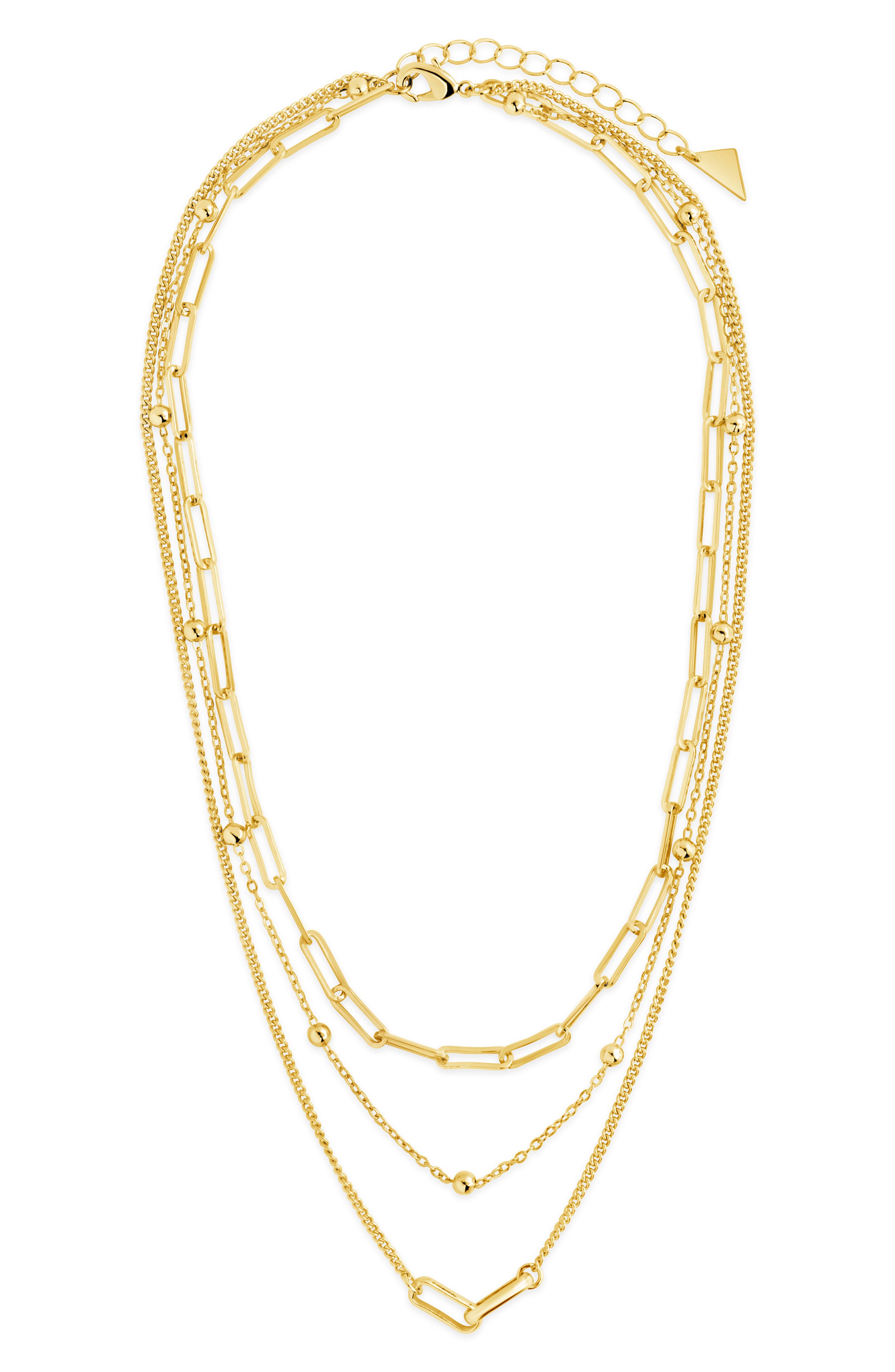 Sterling Forever Shay Triple Chain Layered Necklace (Women) | Nordstromrack