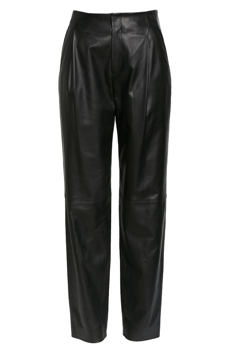 Vince Pleat Front Tapered Leather Trousers, Alternate, color, 