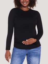 MOTHERHOOD MATERNITY Crew Neck Long Sleeve Side Ruched Top