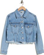 Current/Elliott Fray Hem Crop Denim Trucker Jacket