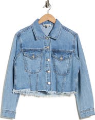 Current/Elliott Fray Hem Crop Denim Trucker Jacket