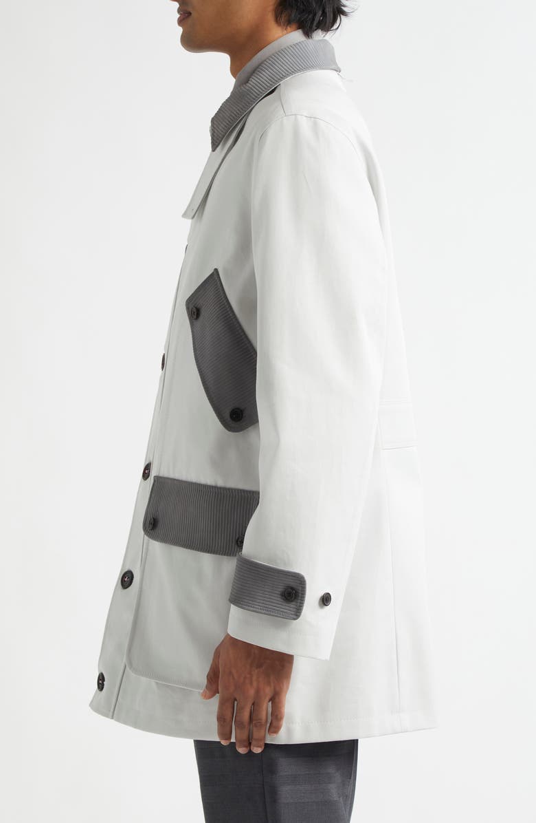 Thom Browne Mixed Media Field Jacket, Alternate, color, Grey/ White