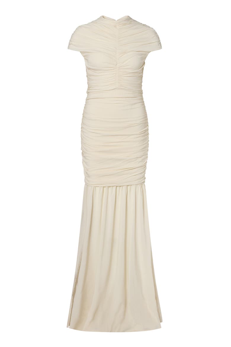 Loana Draped Chiffon Maxi Dress, Alternate, color, Pearl