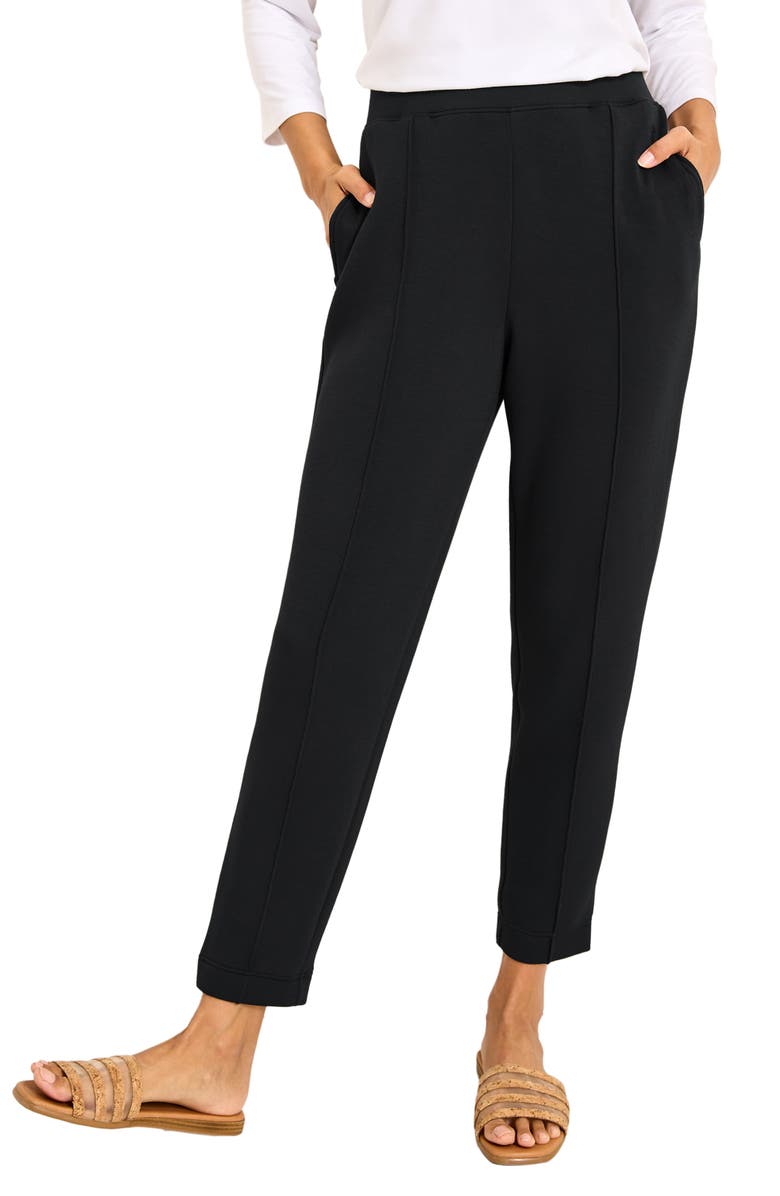 Tommy Bahama Palm Voyage Pintuck Pleat Knit Pants, Main, color, Black