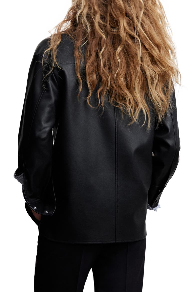 Faux Leather Shirt Jacket, Alternate, color, BLACK