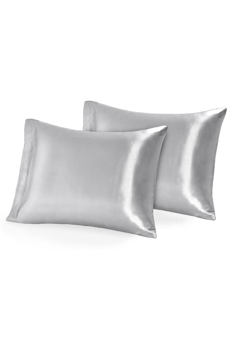 19 Momme 100% Mulberry Silk Pillowcase, Set of 2, Main, color, Silver