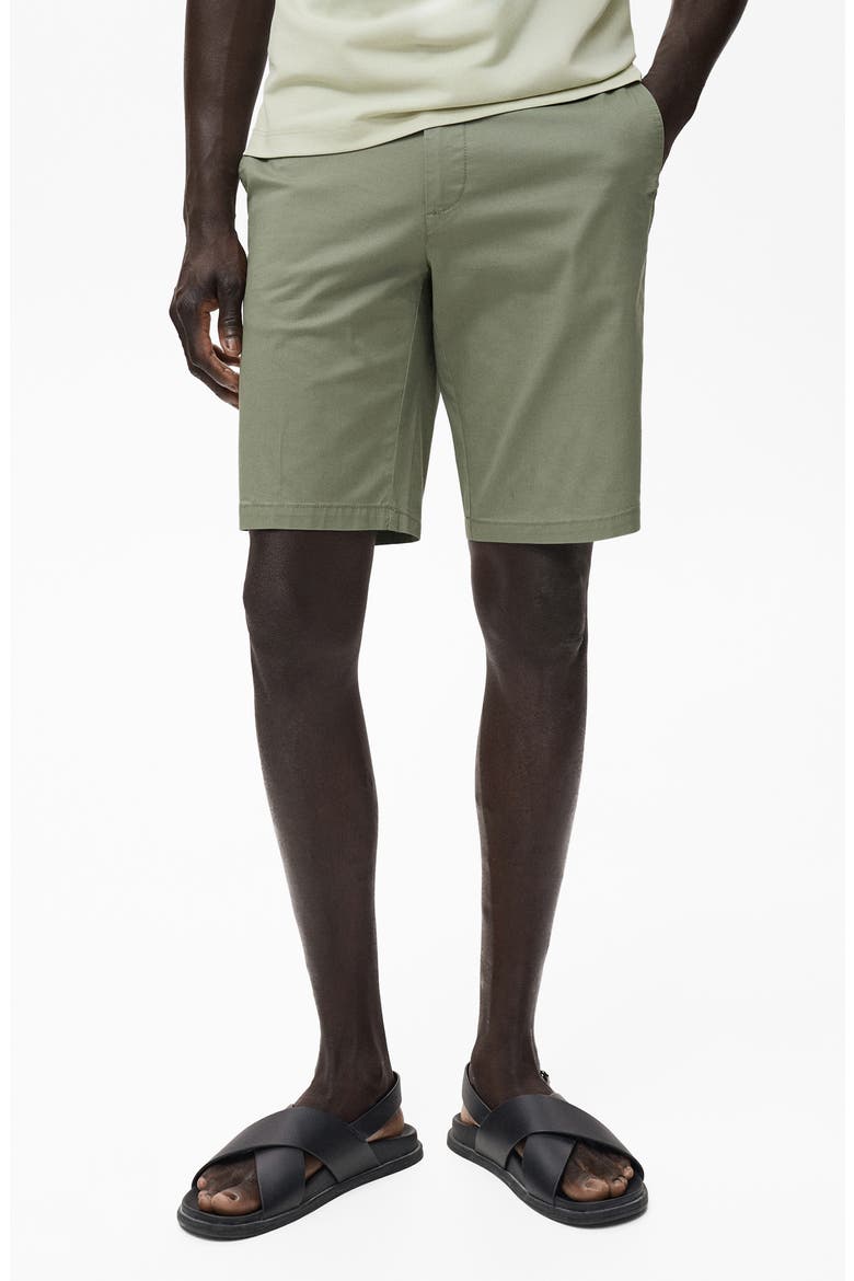 Flat Front Stretch Cotton Bermuda Shorts, Main, color, GREEN