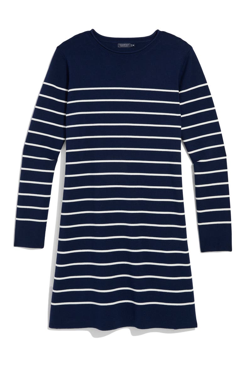 Stripe Long Sleeve Sweater Dress, Main, color, NAUTICAL NAVY