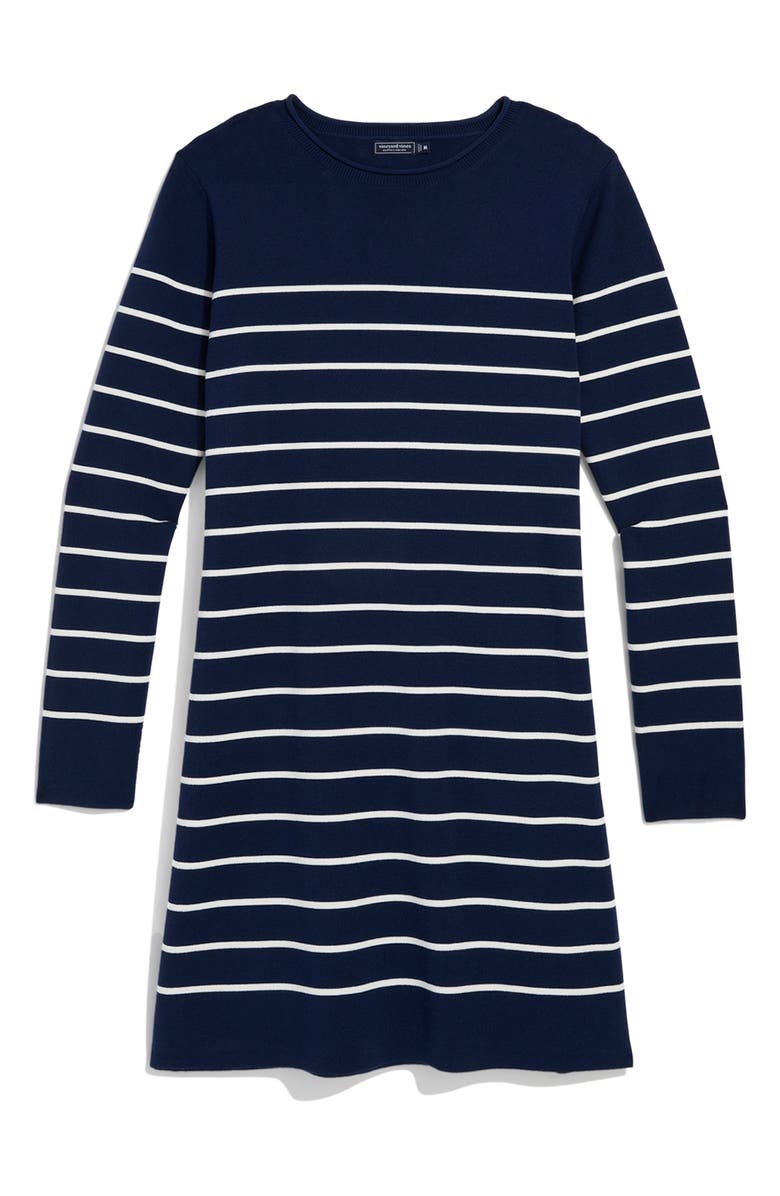 vineyard vines Stripe Long Sleeve Sweater Dress, Main, color, Nautical Navy