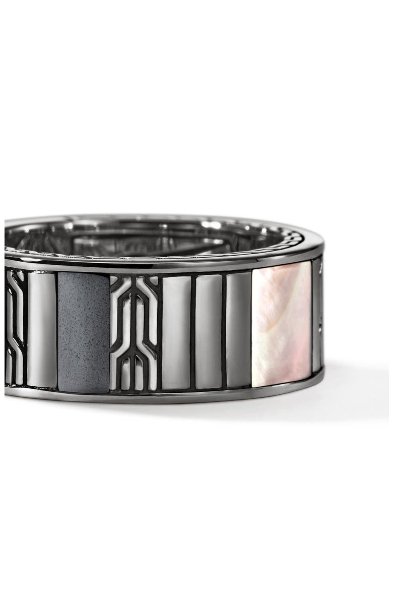 Carved Chain Band Ring, 9.5mm, Alternate, color, DARK SILVER