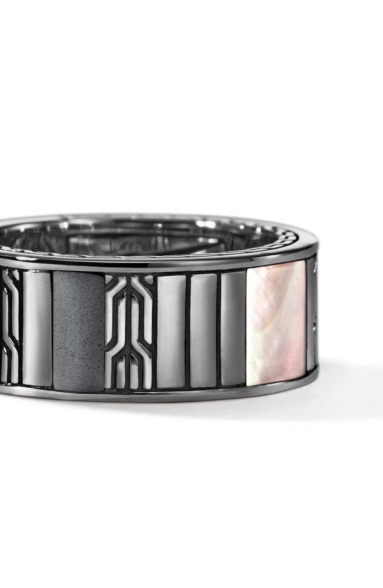 John Hardy Carved Chain Band Ring, 9.5mm, Alternate, color, Dark Silver