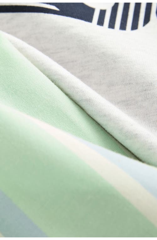 Next Kids' Cotton Graphic T-shirt & Striped Shorts Set In Green