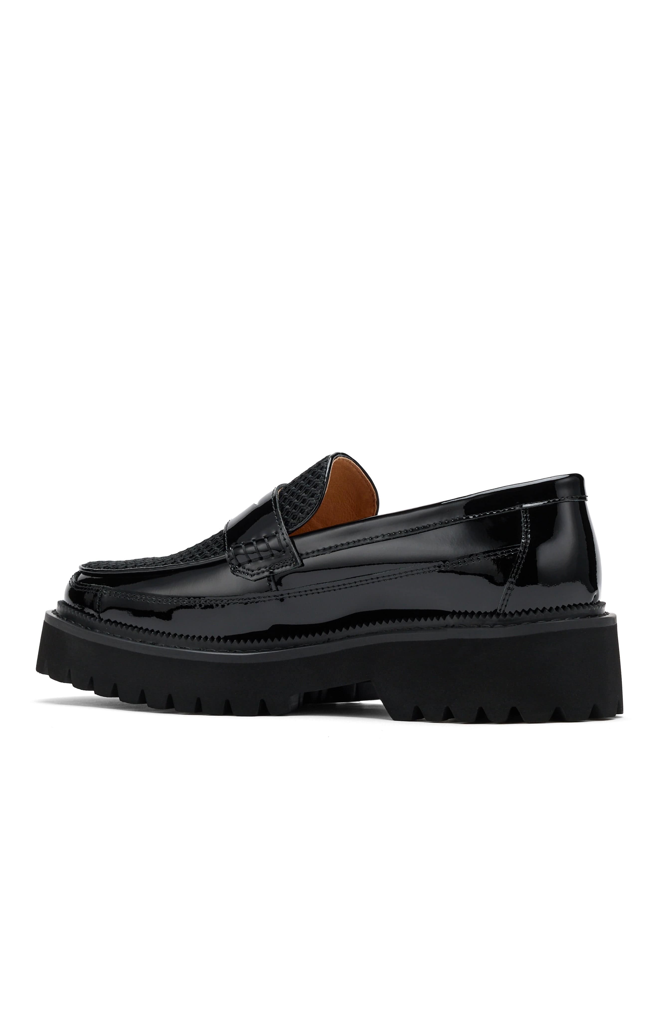 MARC NOLAN Ms. Adler Leather Lug Penny Loafers, Alternate, color, Black Patent