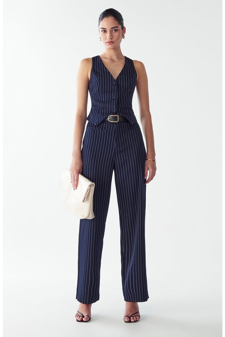 Katherine Top, Main, color, Navy Pinstripe