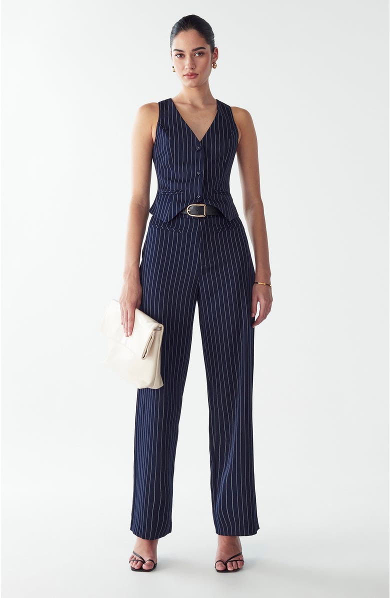 WILLA Katherine Top, Main, color, Navy Pinstripe