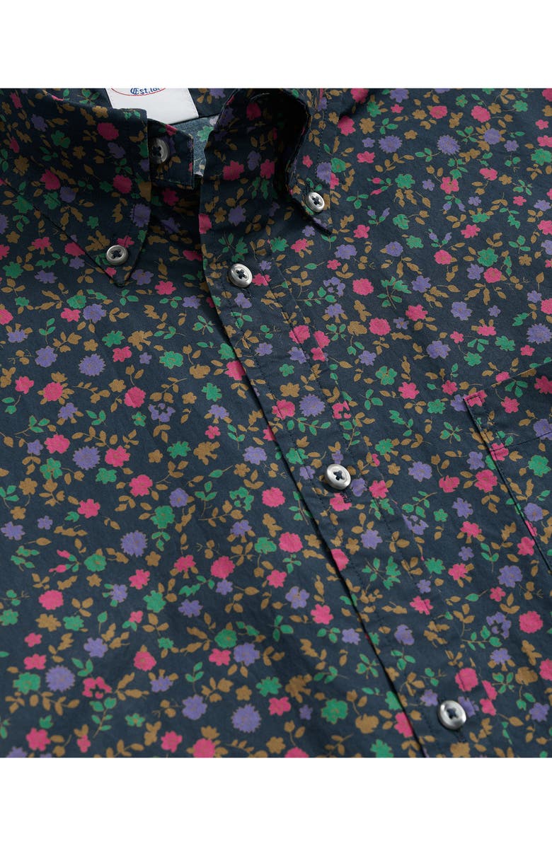 Brooks Brothers Friday Floral Short Sleeve Cotton Poplin Button-Down Shirt, Alternate, color,
