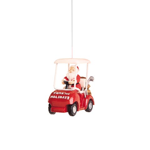 "Fore The Holidays" Santa Claus Golf Cart Christmas Tree Ornament