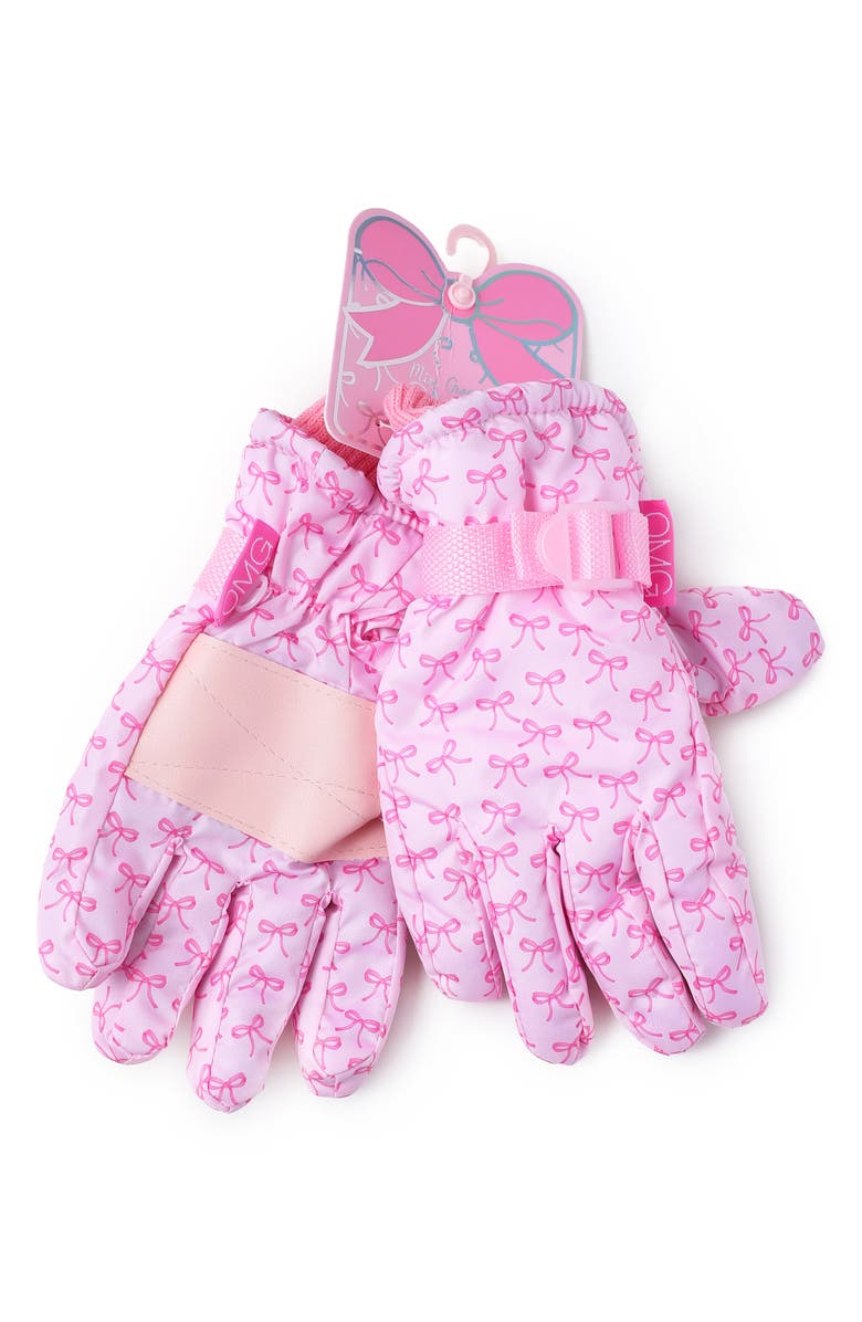 OMG Accessories Kids' Bow Ski Gloves, Alternate, color, Lollipop