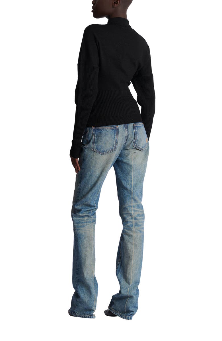 Balmain Zipped knit cardigan, Alternate, color, Black