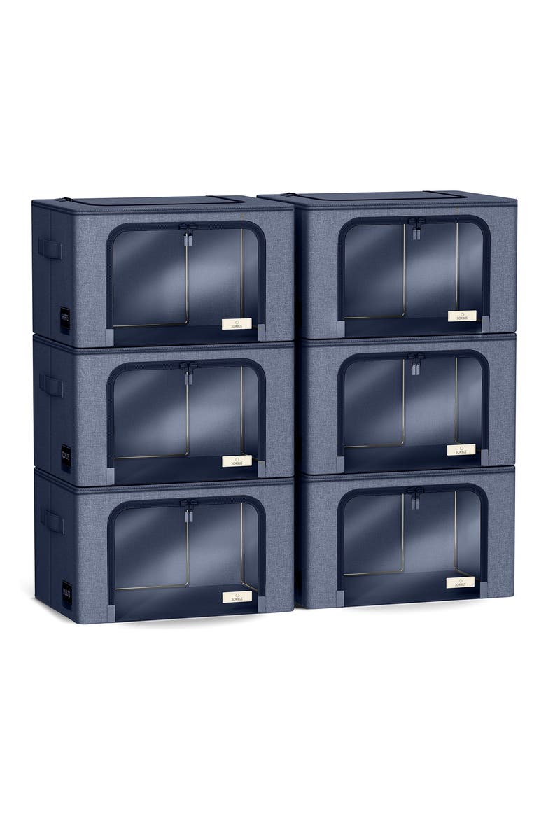 6-Pack Medium Foldable Storage Bins, Main, color, BLUE