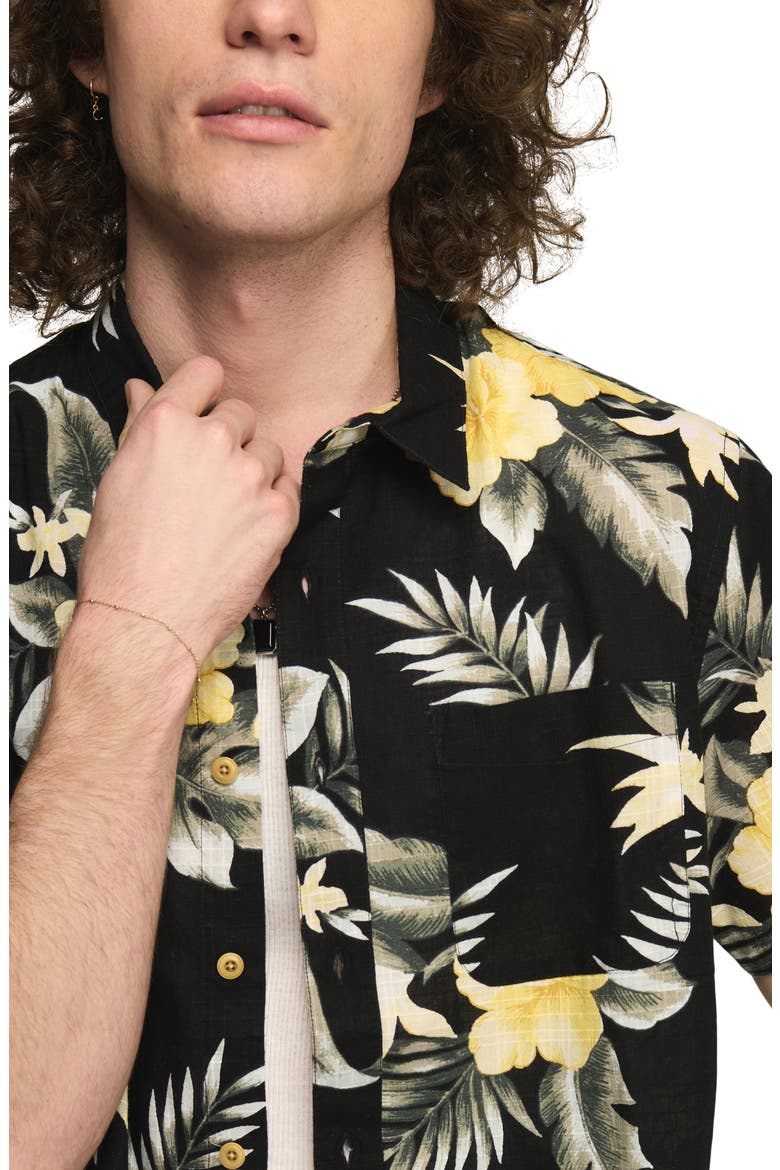 San Gabriel Floral Short Sleeve Shirt, Alternate, color, BLACK FLORAL