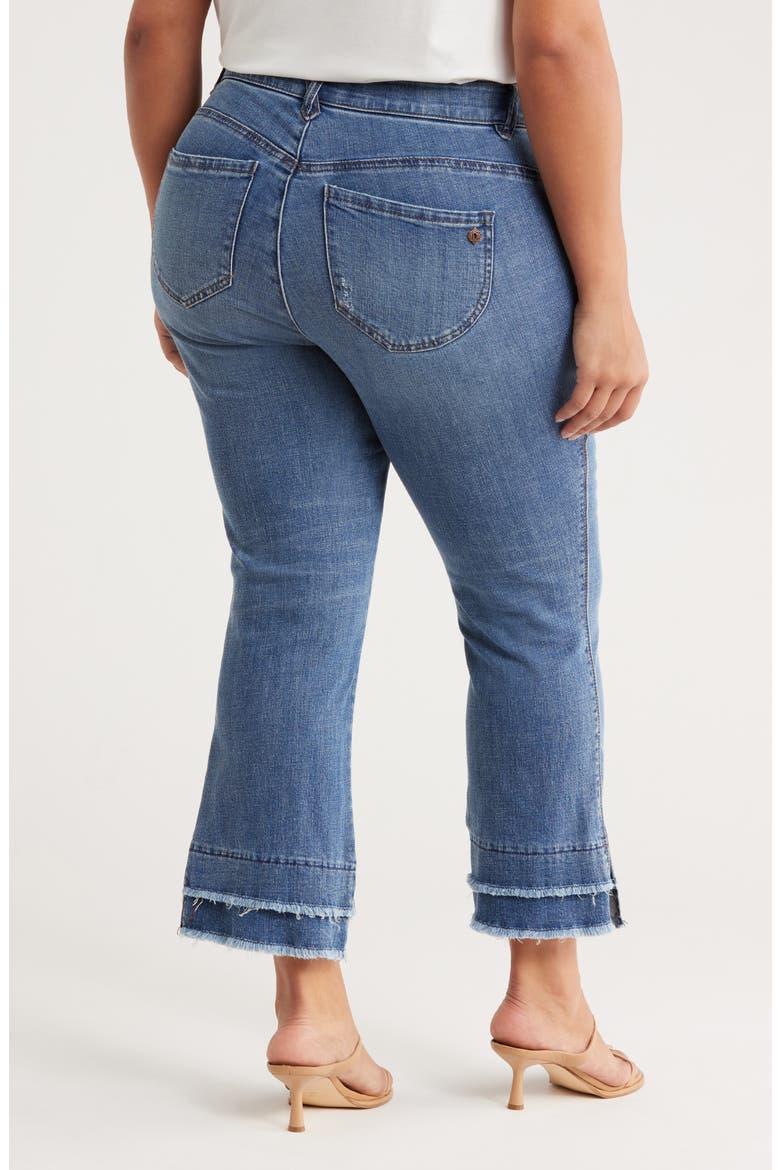 Double Layer Fray Hem Kick Flare Jeans, Alternate, color, MID BLUE ARTISANAL