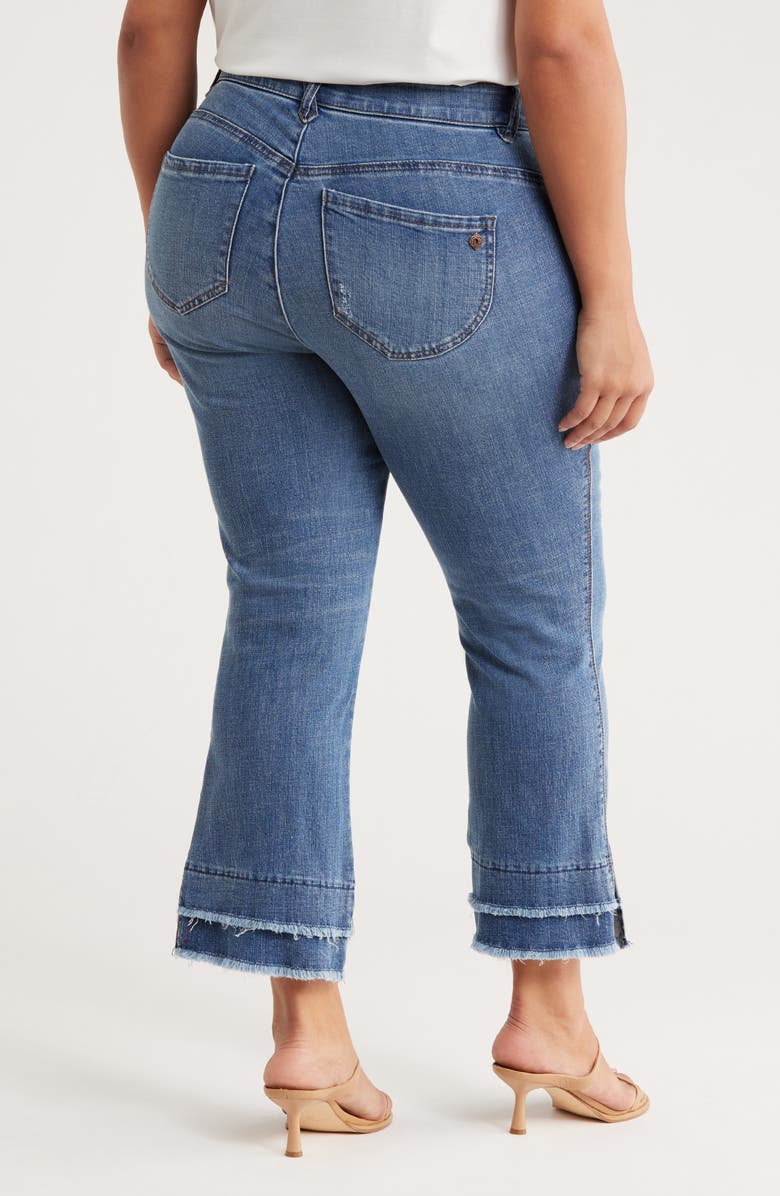 Democracy Double Layer Fray Hem Kick Flare Jeans, Alternate, color, Mid Blue Artisanal