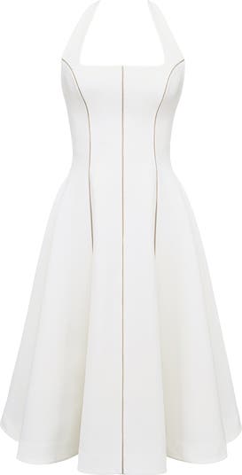 ◆Loulouseoul◆ Dot Halter Dress White LOULOUSEOUL Dot Halter Dress - Light Khaki | International Store