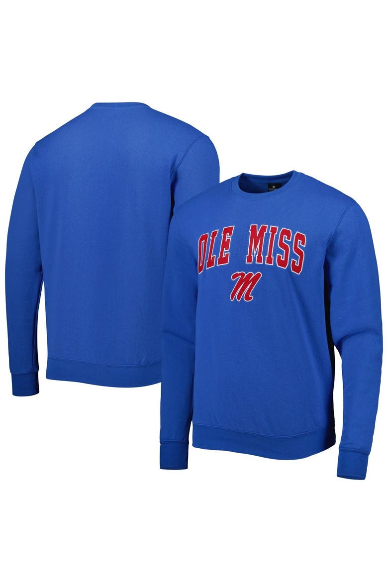 Men's Colosseum Powder Blue Ole Miss Rebels Arch & Logo Pullover Sweatshirt, Main, color, Powder Blue