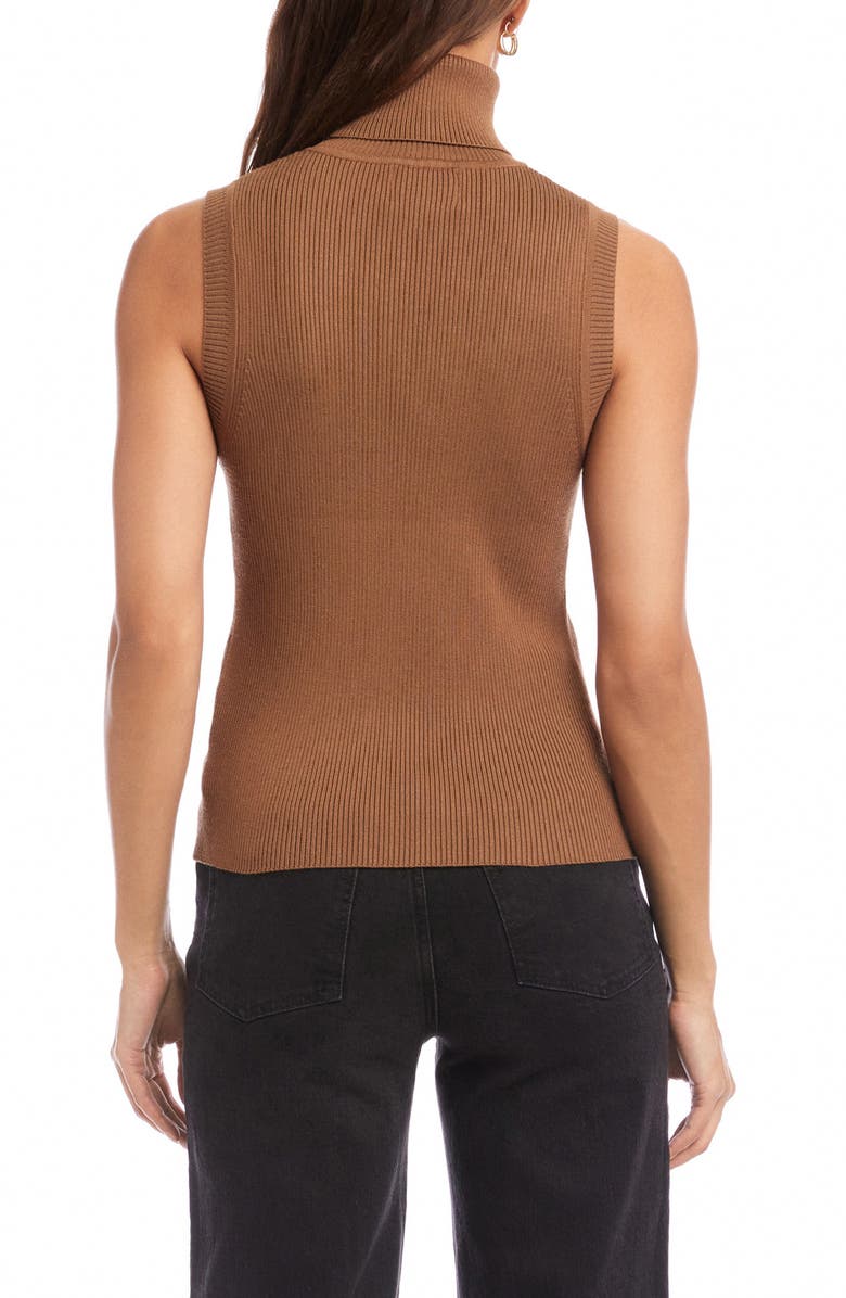 FIFTEEN TWENTY Kelli Turtleneck Sleeveless Rib Sweater, Alternate, color, Mocha