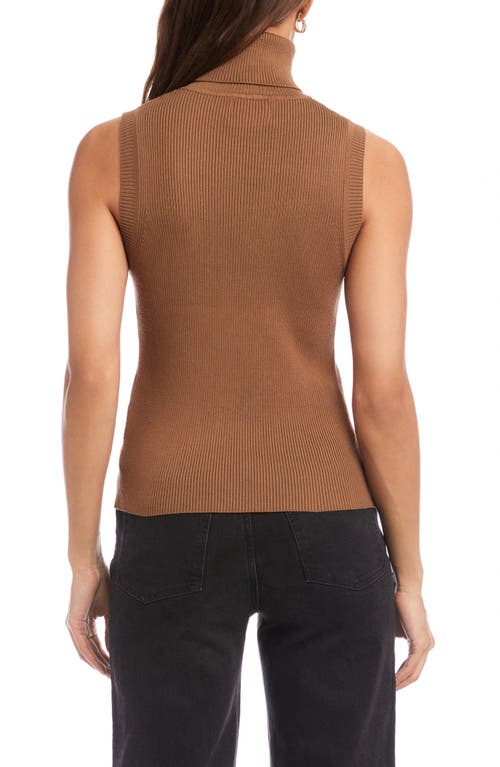 Fifteen Twenty Kelli Turtleneck Sleeveless Rib Sweater In Brown