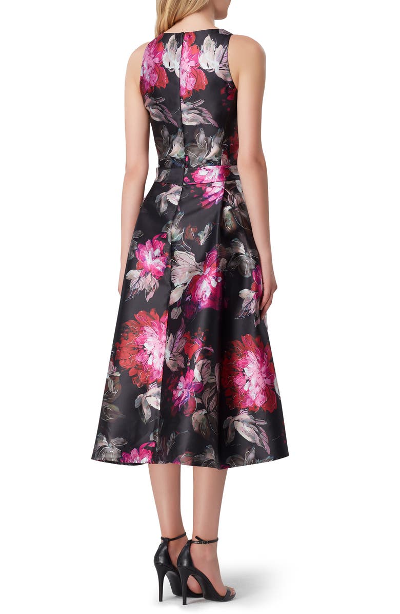 Tahari Mikado Floral Fit & Flare Midi Dress, Alternate, color, 