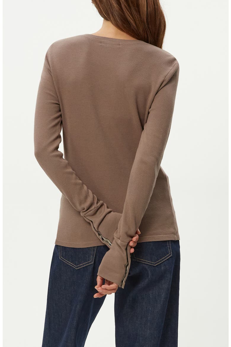 Dinah Cotton & Modal Waffle Knit Top, Alternate, color, COBBLESTONE W/ NUDE TAPE