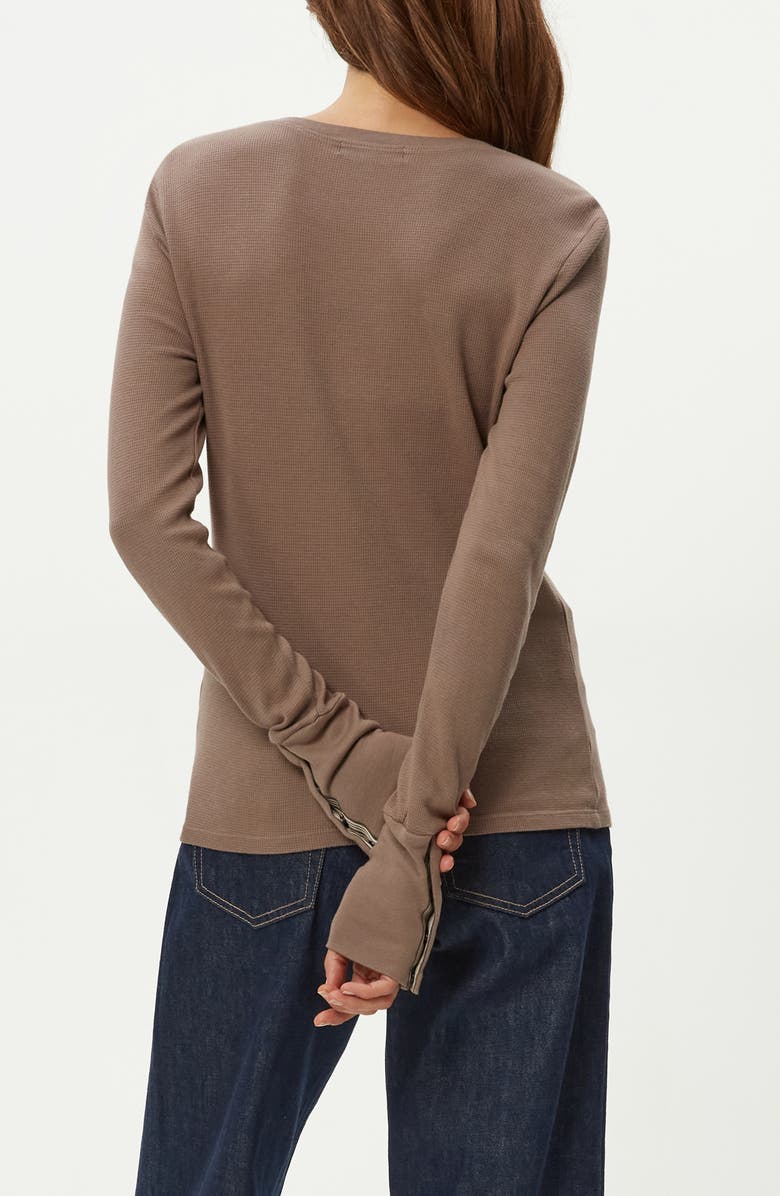 Michael Stars Dinah Cotton & Modal Waffle Knit Top, Alternate, color, Cobblestone W/ Nude Tape