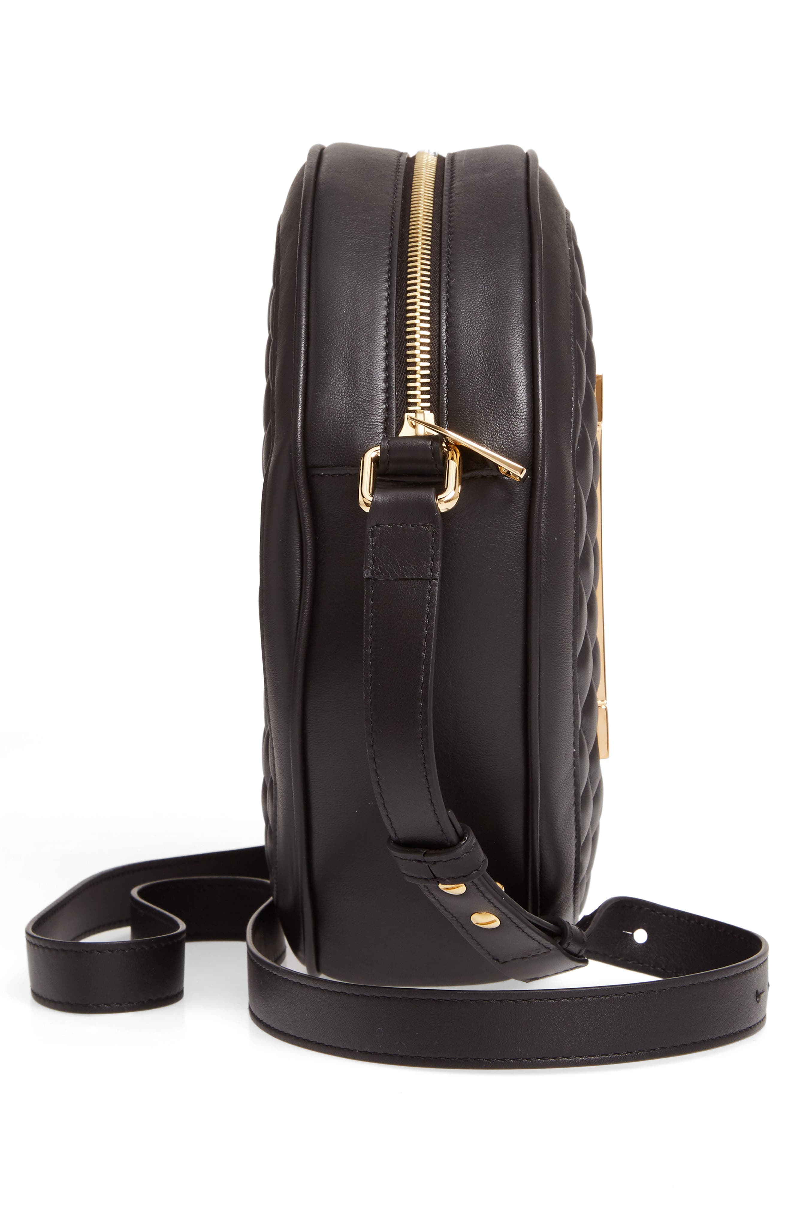 Balmain Large Disco Logo Quilted Leather Shoulder Bag, Alternate, color, 