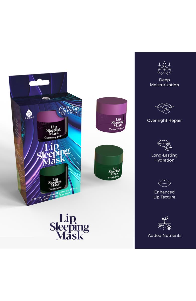 PURSONIC Lip Sleeping Mask 2 Pack- Gummy Bear & Fresh Mint, Alternate, color, Multicolor