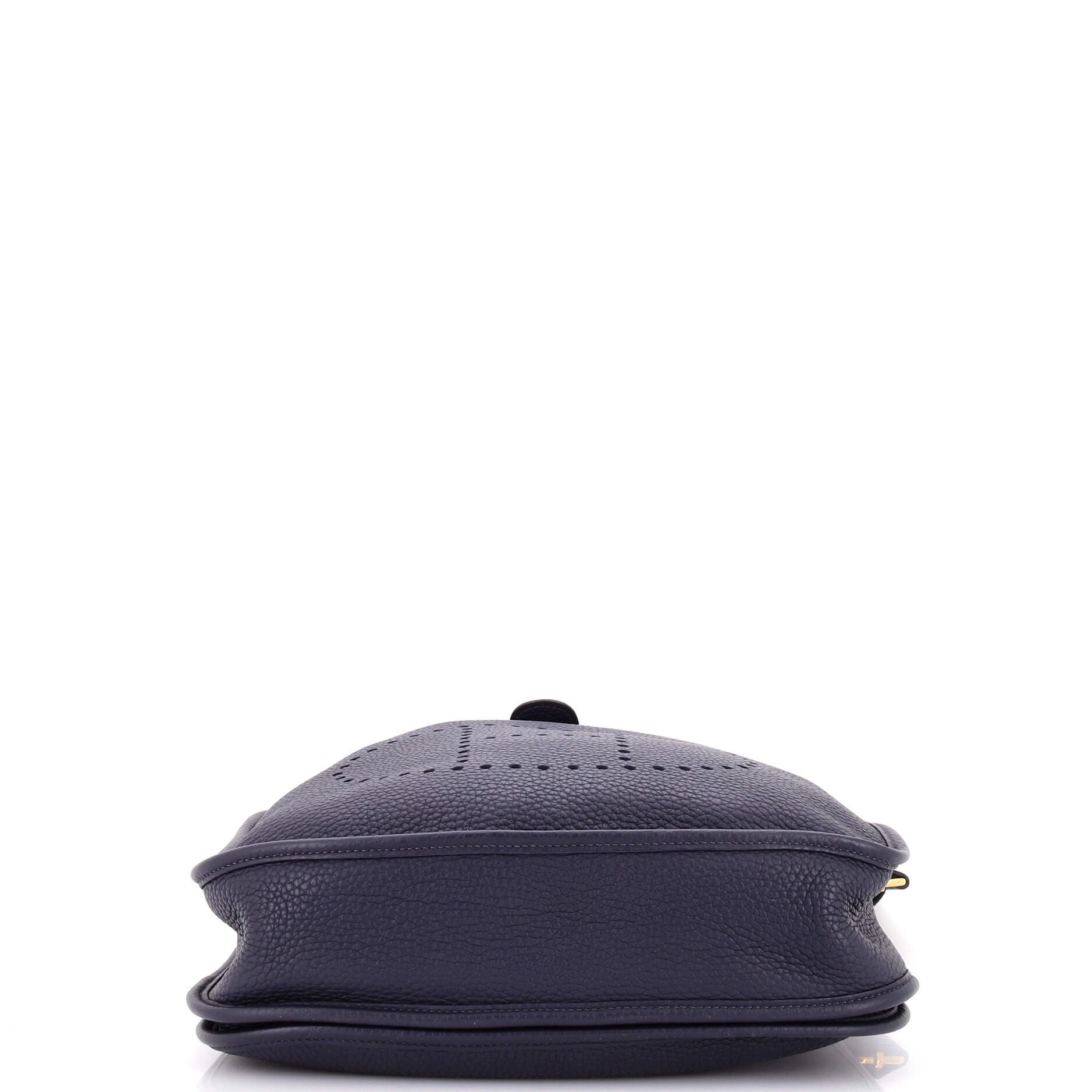 Pre-Owned Hermes Evelyne Bag Gen III Clemence GM, Alternate, color, Bleu Nuit
