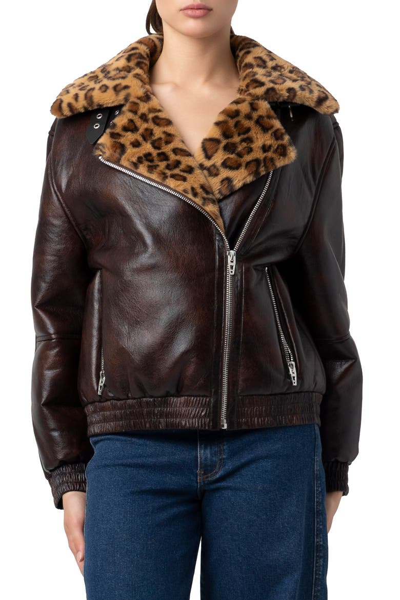 Faux Leather & Faux Shearling Moto Jacket, Main, color, WEEKEND WARRIOR