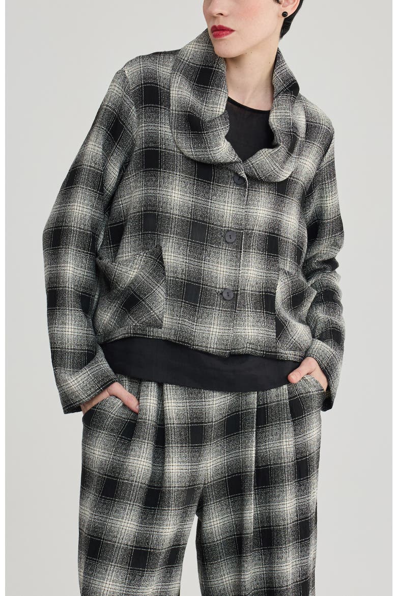 Ellis Plaid Jacket, Alternate, color, Ecru Plaid