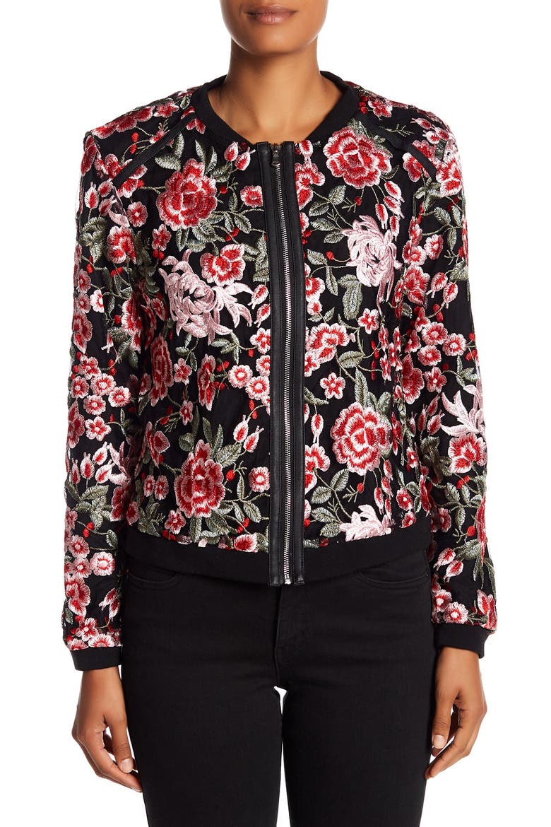 Floral Embroidered Bomber Jacket, Alternate, color, MULTI