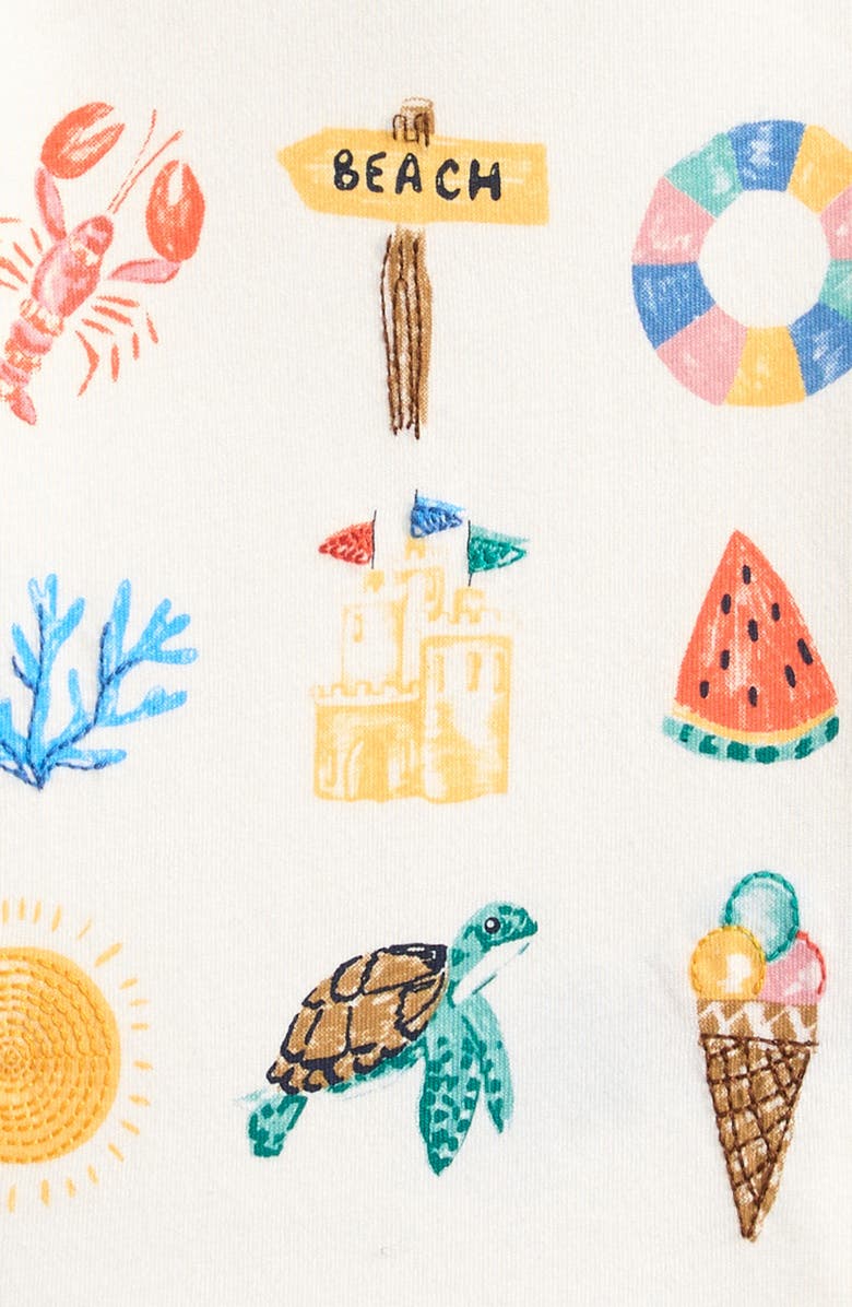 Mini Boden Embroidered Cotton Graphic T-Shirt, Alternate, color, Ivory Summer Logo