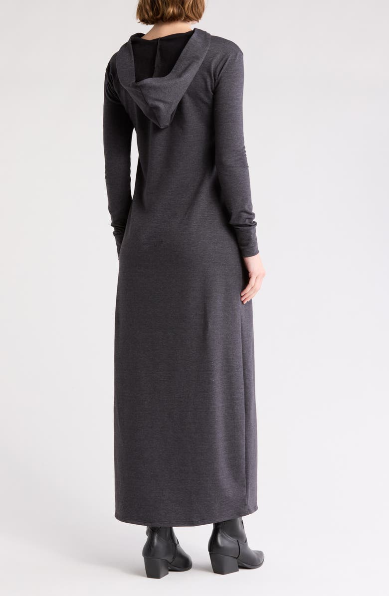GO COUTURE Hooded Maxi Dress, Alternate, color, Charcoal French Terry