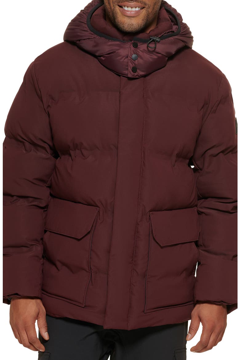 Hooded Puffer Jacket, Main, color, OXBLOOD