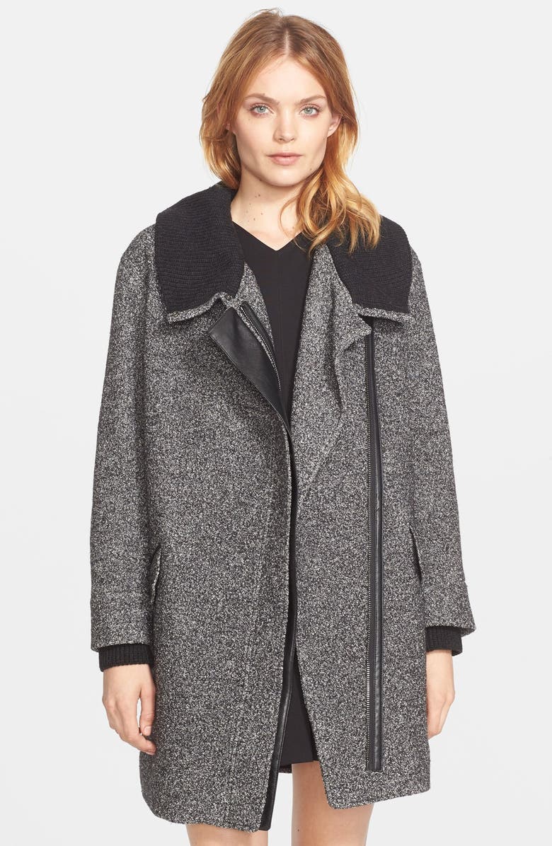 Vince Rib Knit Collar Asymmetrical Coat, Main, color, 