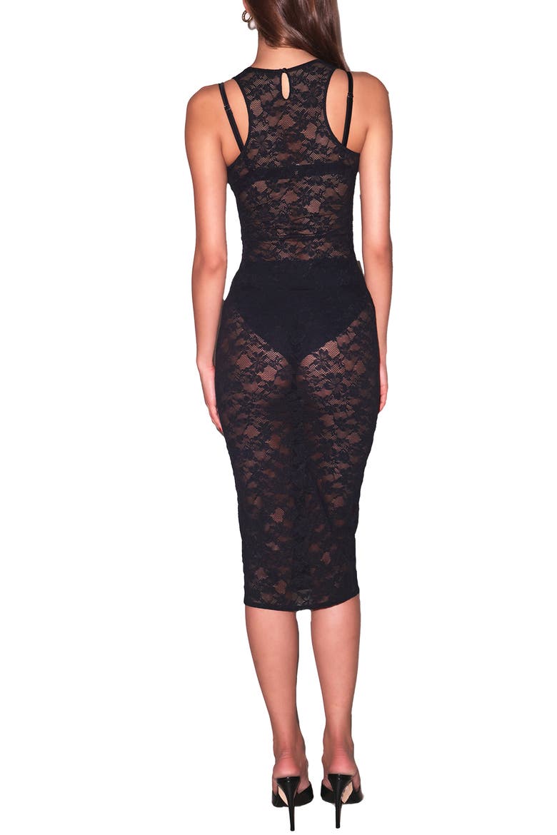 Le Stretch Lace Racer Tank Dress, Alternate, color, BLACK