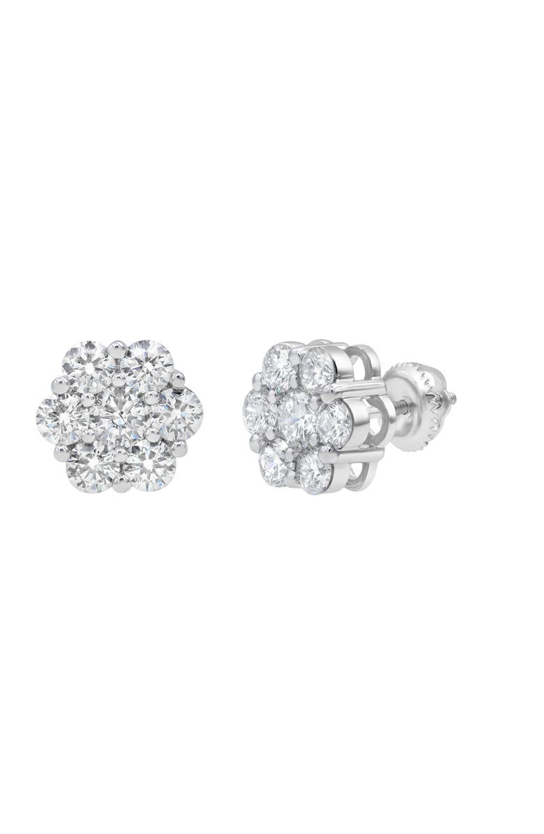 LuvMyJewelry Orchid 14K White Gold Flower Cluster Diamond Unisex Earrings - 2.26 Ct, Main, color, 14K White Gold