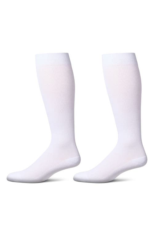 Memoi 2-pack Wellfit Cushioned Cotton Blend Graduated Compression Socks In White