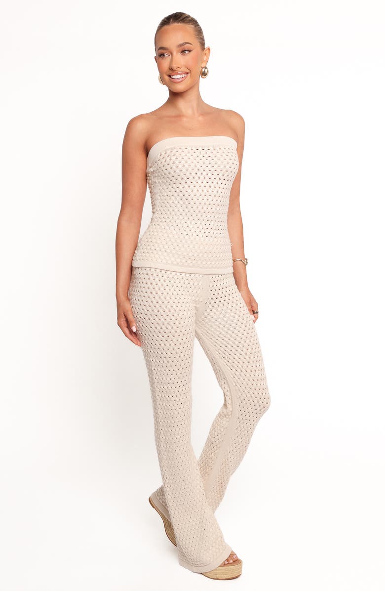 Petal & Pup Fonte Open Knit Straight Leg Pants, Alternate, color, Cream